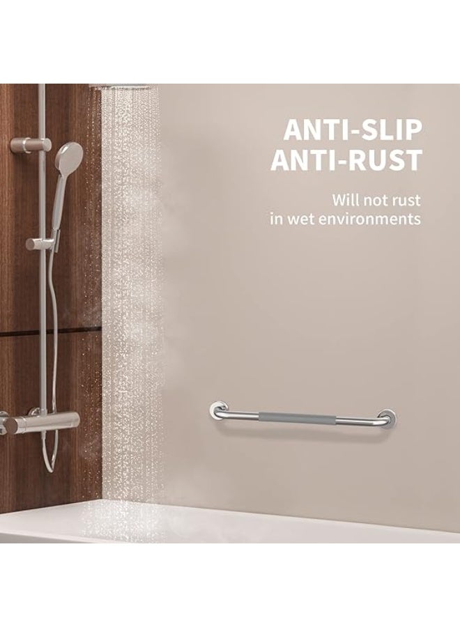 20 Inch Wall-Mounted Bathroom Grab Bar with Non-Slip Rubber Grip, Stainless Steel Safety Handrail for Elderly and Disabled Users, Shower and Bath Support Handle - Image 3