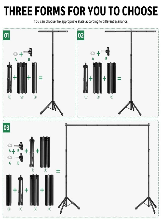 Popoko 3-in-1 Backdrop Stand Kit 10x8.5 ft for Photography Studio, T-Shape Backdrop Stand for Wedding Parties, Background Stand for Photo Video Studio with Carring Bag, 6 Clamps, 2 Sandbags - Image 2