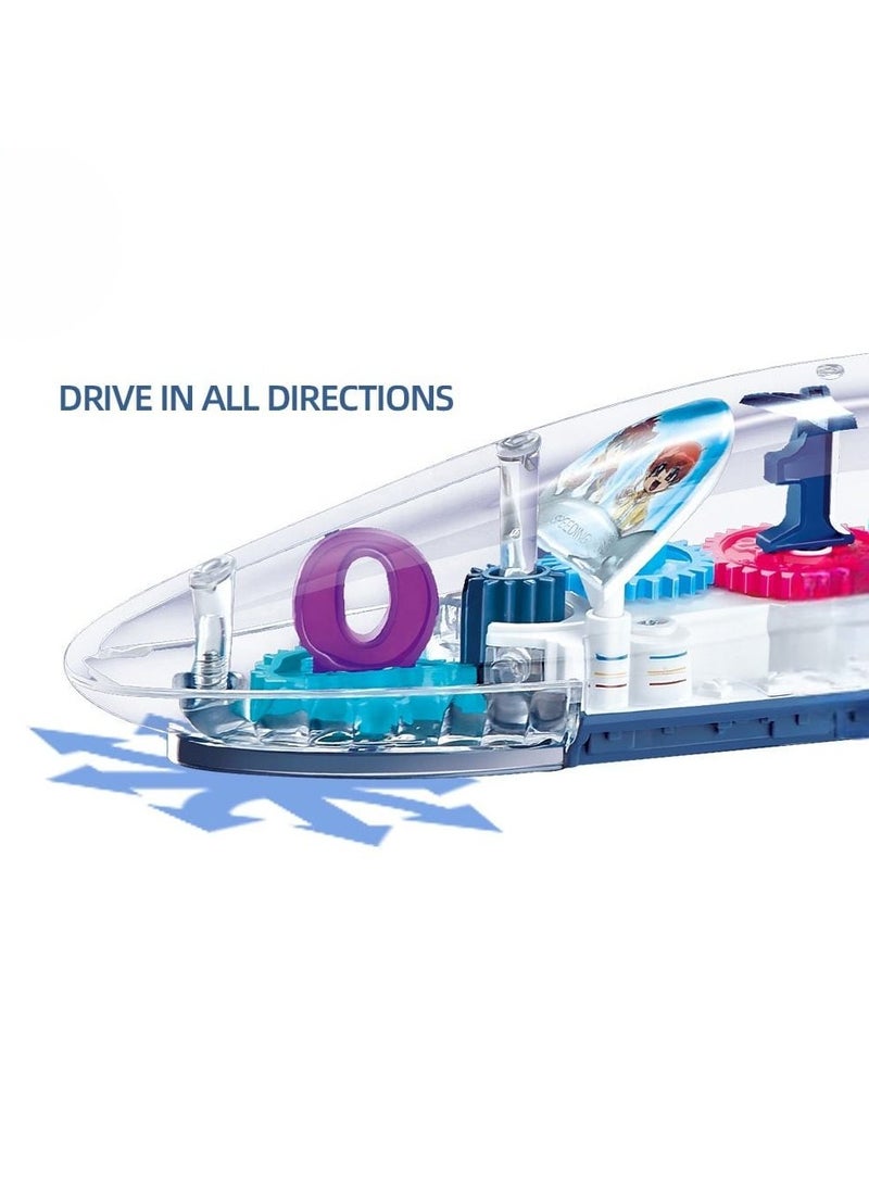 3D Transparent Toy Bullet Train – 360° Rotating | Moving Gears, Flashing Lights & Music | Bump-and-Go Action | Educational Toy for Kids Ages 3+ - Image 3