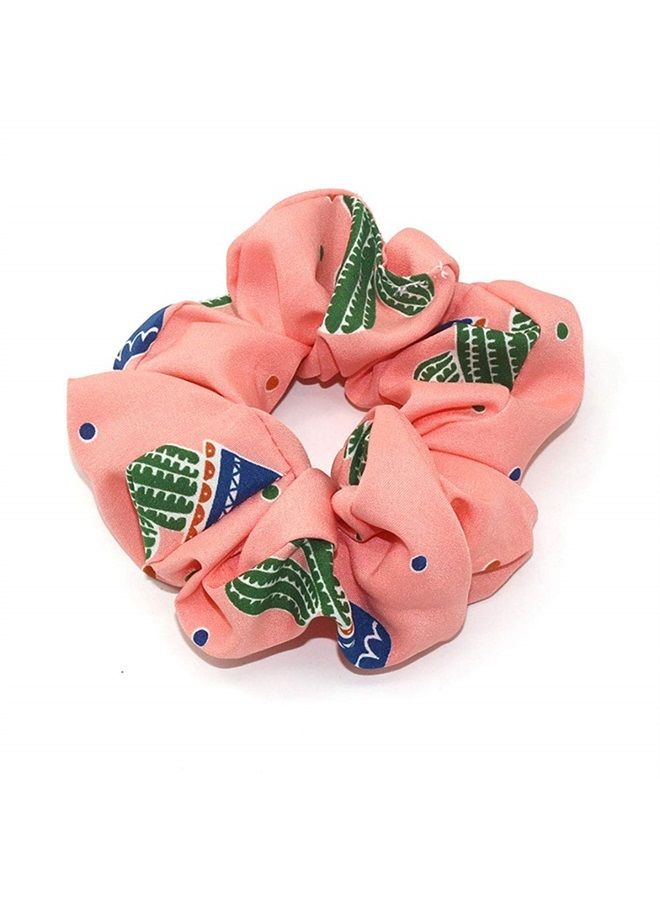 Fodattm 4PCS Elastic Hair Scrunchies Hair Bands Hair Ties Scrunchy Hair Rope Ponytail Holder for Women (Cactus pattern) - Image 4