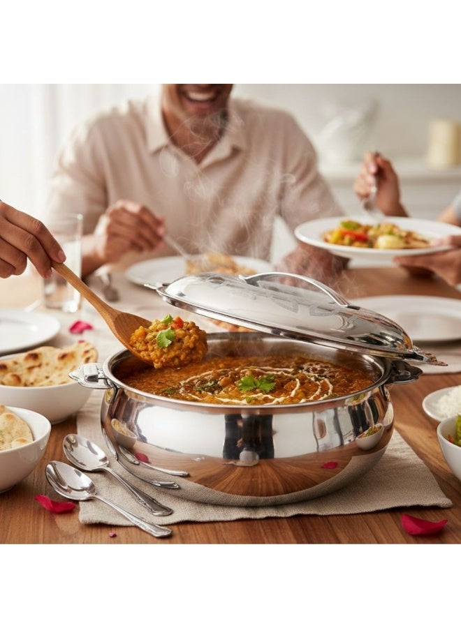 SEAGULL Hotpot Crown | Premium Insulated Stainless Steel Casserole | Keeps Food Hot & Fresh for Hours | Leak-Proof | Elegant Crown Design Etching Finish- 3500ML - Image 3