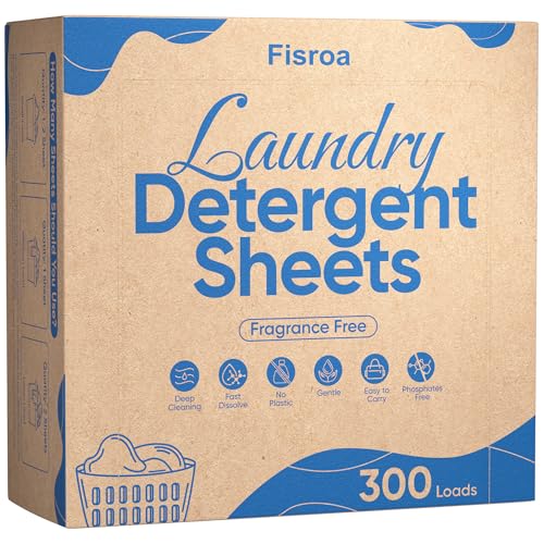 Fisroa Fragrance Free Laundry Detergent Sheets Travel Eco-friendly 300 Loads Fisroa Clothes Washing Detergent Sheets Plastic-Free Washer Strips, Unscented Liquidless Laundry Strips Tablet - Image 1