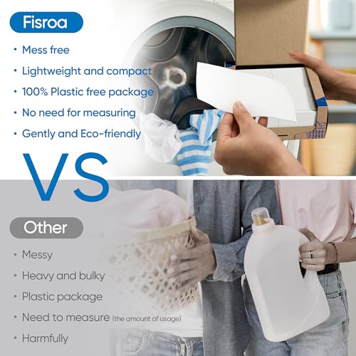 Fisroa Fragrance Free Laundry Detergent Sheets Travel Eco-friendly 300 Loads Fisroa Clothes Washing Detergent Sheets Plastic-Free Washer Strips, Unscented Liquidless Laundry Strips Tablet - Image 3