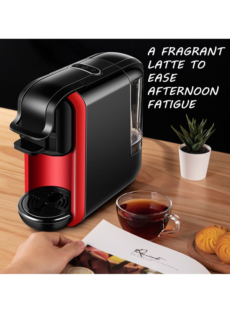 متجر الفرح ماكينة صنع الإسبريسو لكبسولات نسبرسو، كبسولات لافاتزا الزرقاء ومسحوق القهوة، ضغط مضخة 19 بار لصنع قهوة إسبريسو أصلية، آلات صنع قهوة إسبريسو صغيرة 1450 وات باللونين الأسود/الأحمر مع خزان مياه قابل للإزالة سعة 600 مل - Image 5