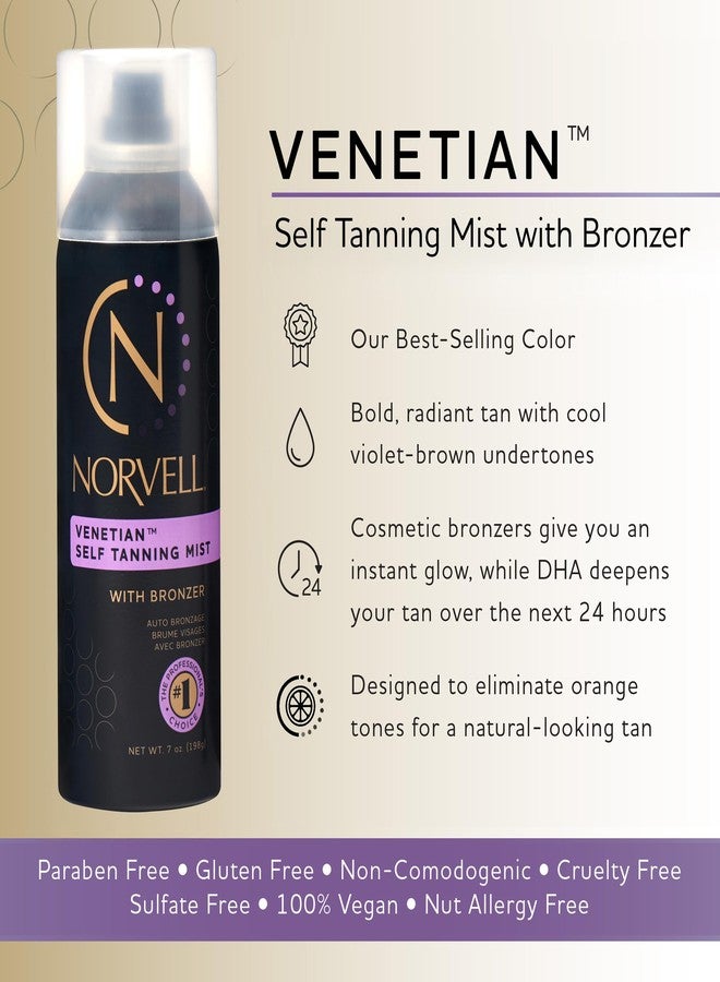 Norvell Venetian Sunless Self Tanner Mist 7 fl oz – Airbrush Spray Tanning Solution with Bronzer for Instant Sun Kissed Glow, Natural Looking Fake Tan, Streak Free, Long Lasting Color - Image 2