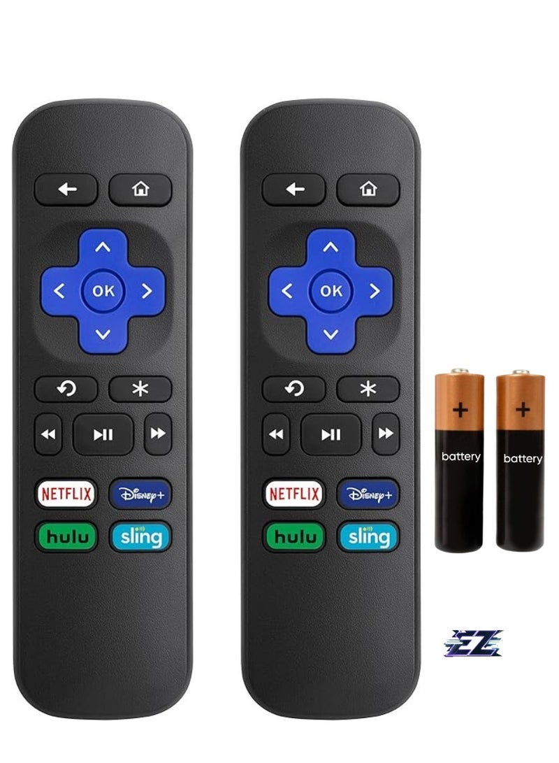 PopZa Replacement Remote Control for Roku Express, Roku Premier, Roku Box, Roku Player, Roku 1 2 3 4 – 【NOT FIT ANY STICK OR TV】 (2PCS) – Battery Included - Image 1