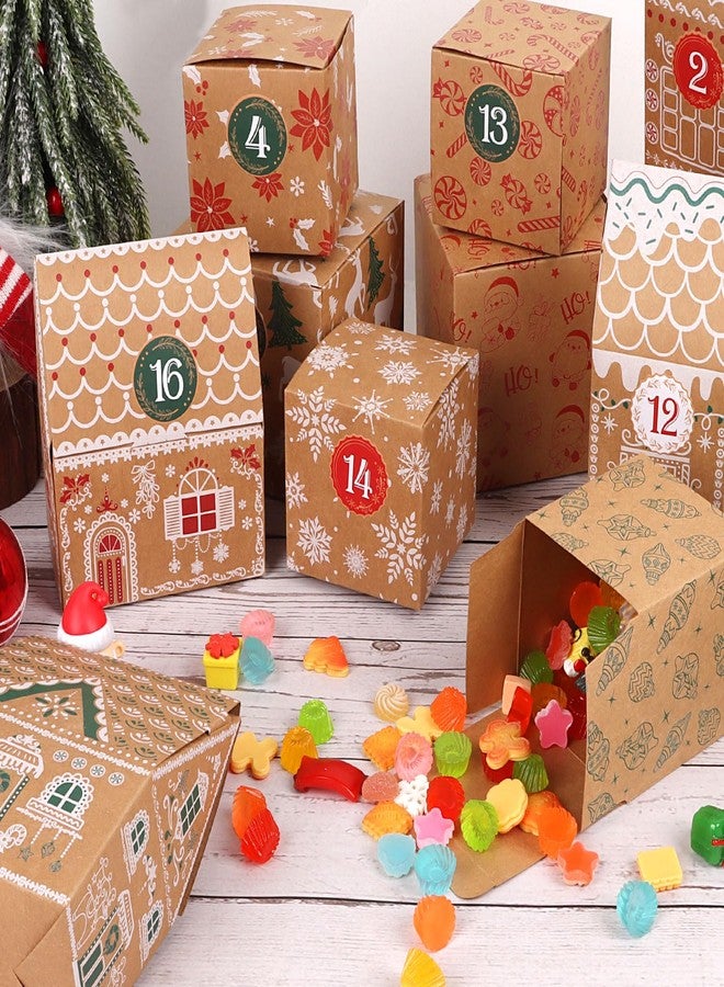 LOAVER 24 Pack Christmas Advent Calendar Boxes,Christmas Cardboard DIY Empty Calendar Treat Boxes to Fill with Number Stickers House Shaped Countdown Boxes for Holiday Decorations Party Supplies Xmas Gift Boxes - Image 4