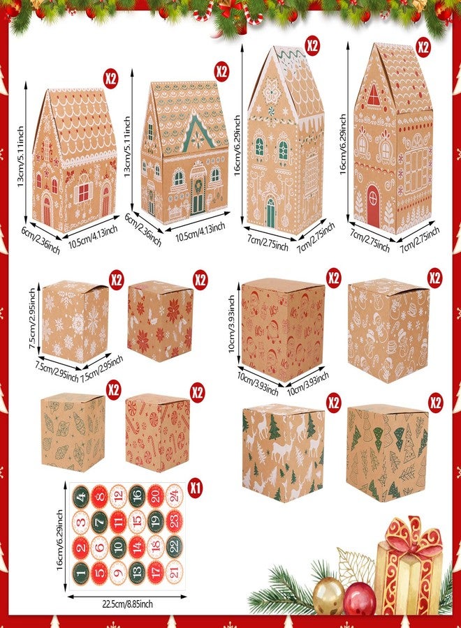 LOAVER 24 Pack Christmas Advent Calendar Boxes,Christmas Cardboard DIY Empty Calendar Treat Boxes to Fill with Number Stickers House Shaped Countdown Boxes for Holiday Decorations Party Supplies Xmas Gift Boxes - Image 2