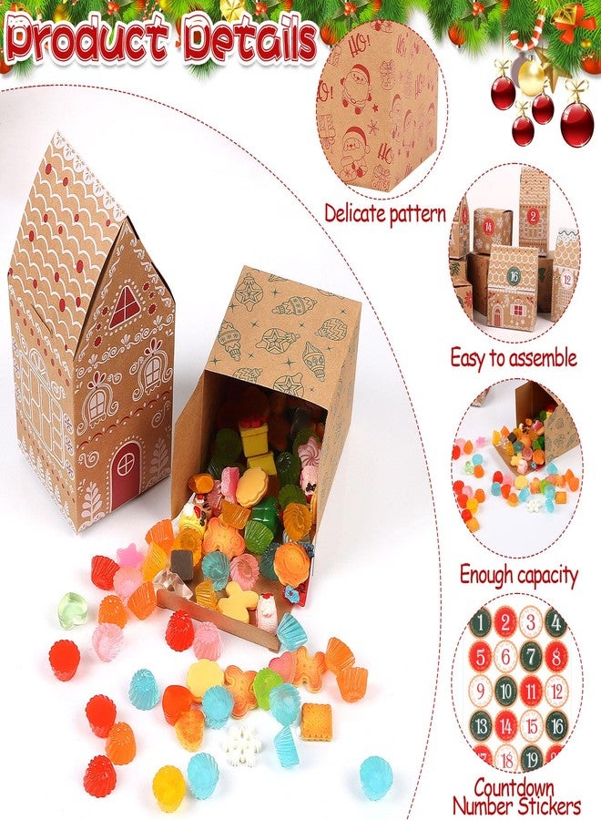 LOAVER 24 Pack Christmas Advent Calendar Boxes,Christmas Cardboard DIY Empty Calendar Treat Boxes to Fill with Number Stickers House Shaped Countdown Boxes for Holiday Decorations Party Supplies Xmas Gift Boxes - Image 5