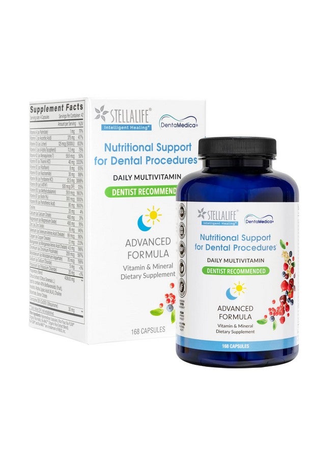 StellaLife DentaMedica Vegan Daily Multivitamin Nutritional Support for Faster Dental Surgery Recovery, VIT D3 K2 C B Zinc CoQ10 Magnesium, Healthy Bones & Gums, Non-GMO, GMP USA, 168 Capsules - Image 1