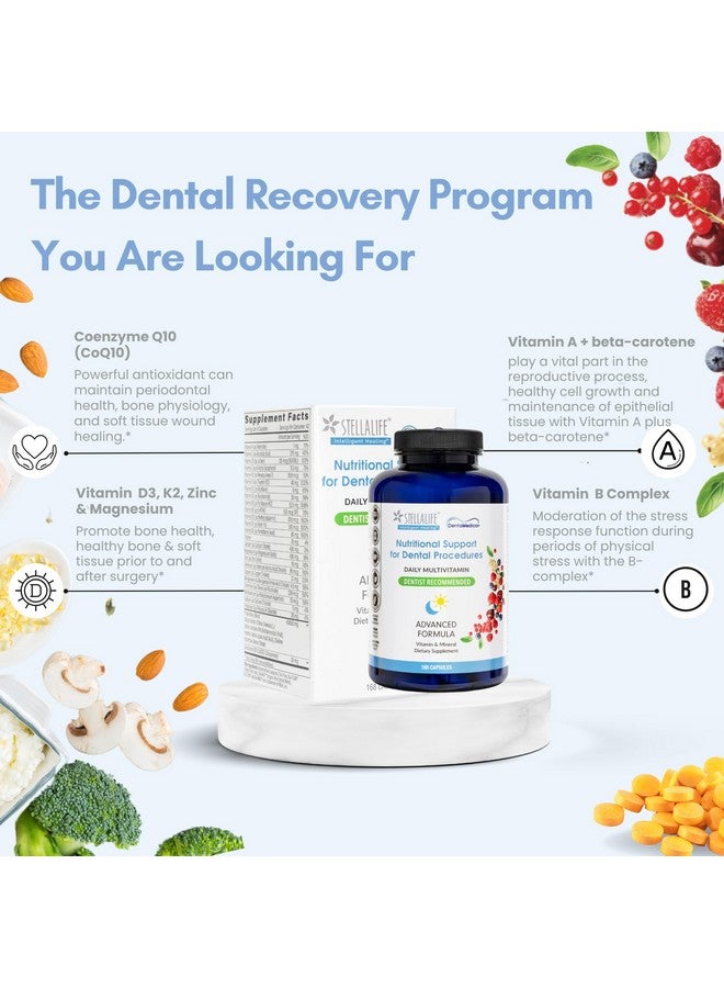 StellaLife DentaMedica Vegan Daily Multivitamin Nutritional Support for Faster Dental Surgery Recovery, VIT D3 K2 C B Zinc CoQ10 Magnesium, Healthy Bones & Gums, Non-GMO, GMP USA, 168 Capsules - Image 3