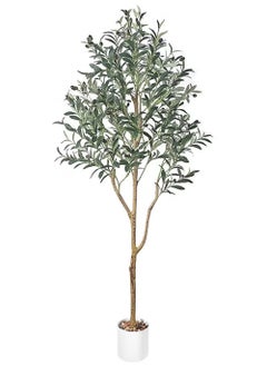 Rock Pow Artificial Olive Tree Tall Fake Potted Olive Silk Tree with Planter Large Faux Olive Branches and Fruits Artificial Tree for Modern Home Office Living Room Floor Decor Indoor  - Image 2