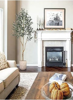 Rock Pow Artificial Olive Tree Tall Fake Potted Olive Silk Tree with Planter Large Faux Olive Branches and Fruits Artificial Tree for Modern Home Office Living Room Floor Decor Indoor  - Image 1
