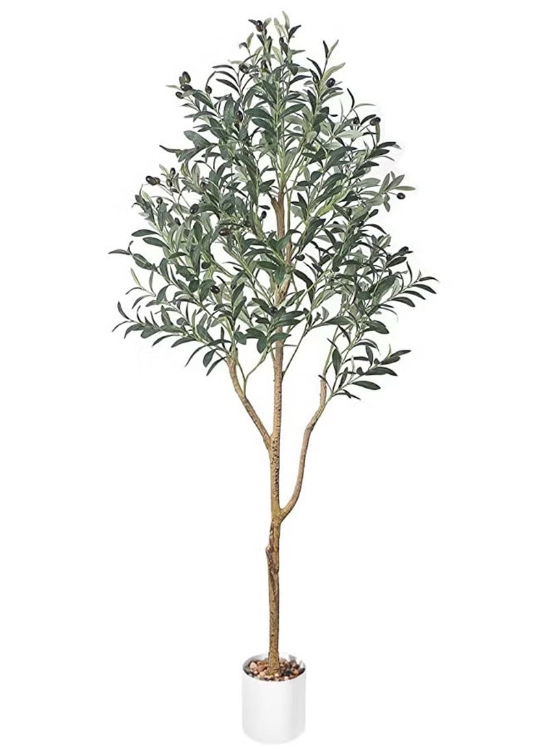 Artificial Olive Tree Tall Fake Potted Olive Silk Tree with Planter Large Faux Olive Branches and Fruits Artificial Tree for Modern Home Office Living Room Floor Decor Indoor