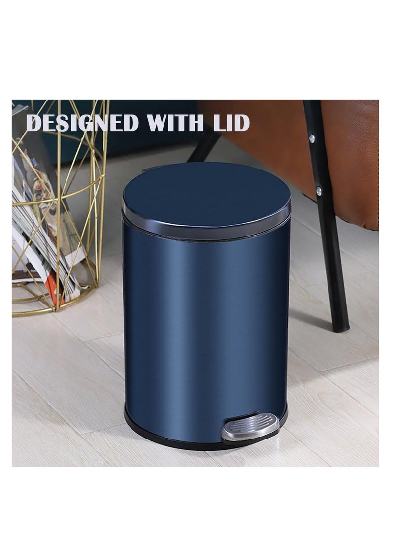 CityRiya-Long Stainless Steel Pedal Bin, Smudge Resistant Trash Can with Foot Pedal and Soft-Close Lid Round, Hands Free Garbage Bin for Kitchen Living Room Bathroom Office and Hotel (Black, 8L)  - Image 4