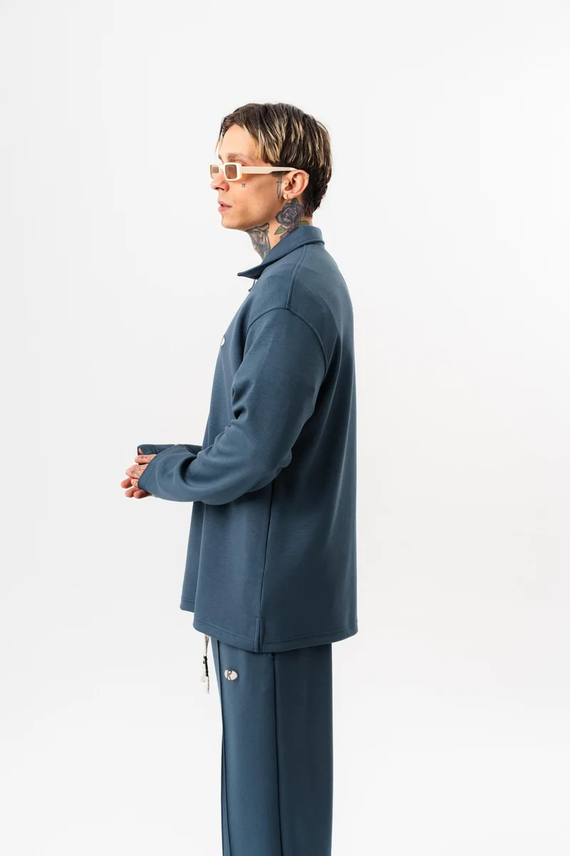 ريسباير سويت شيرت رجالي بسحاب نصي من المودال بلون البترول