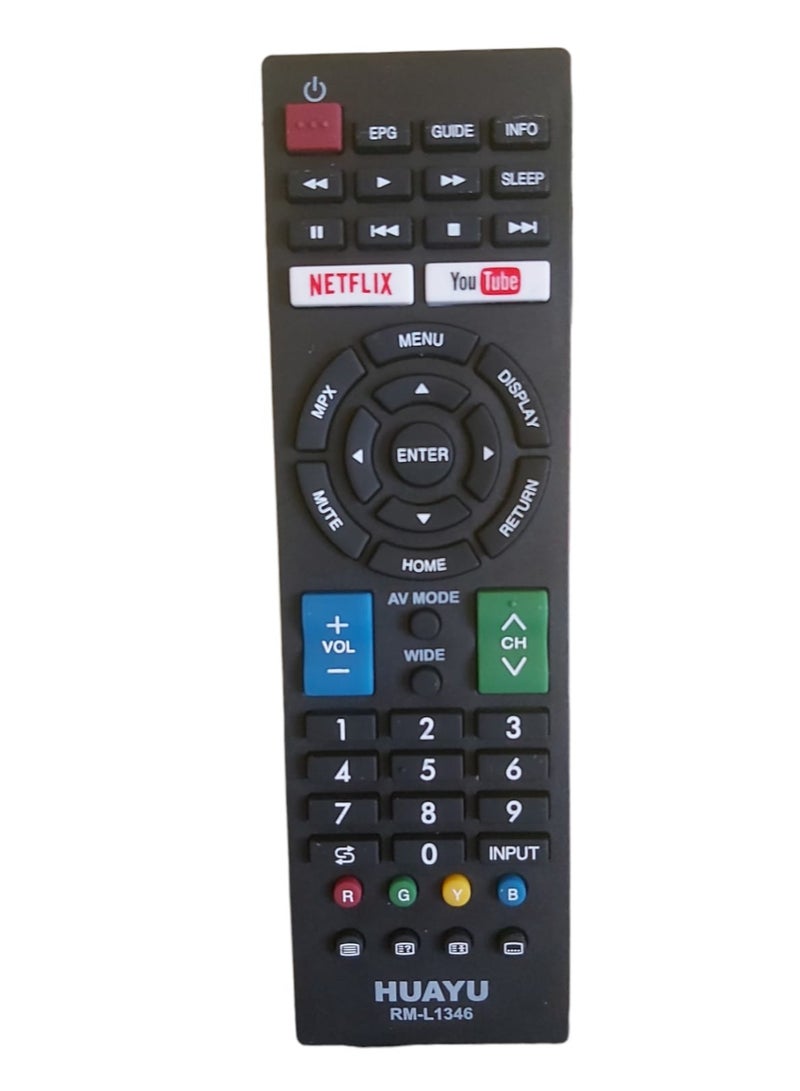 Replacement TV Remote Control Compatible For Sharp Smart LCD LED TV's With Netflix, YouTube Buttons Black