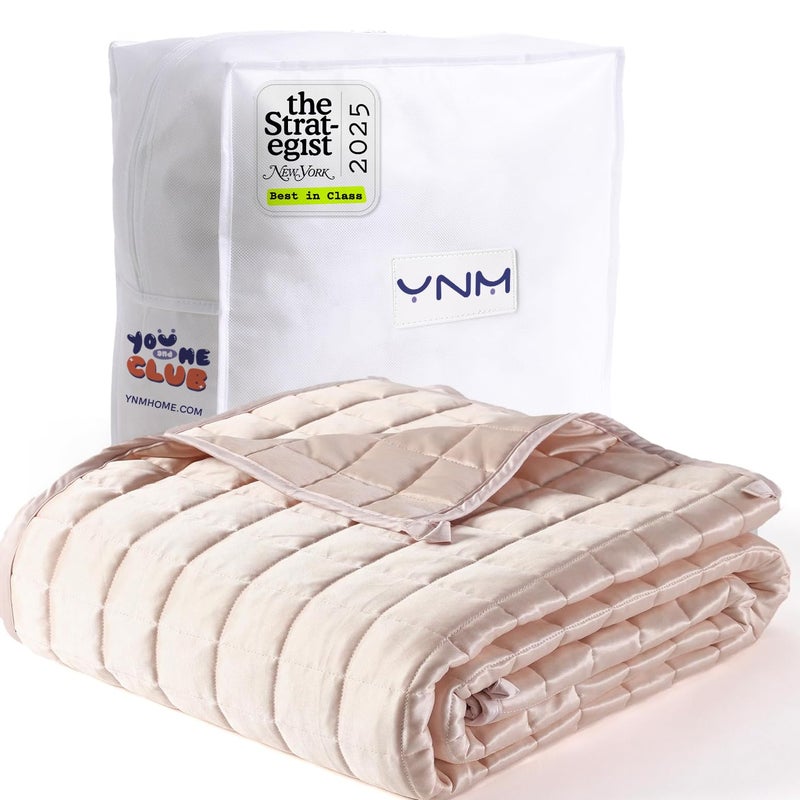 YnM Cooling Weighted Blanket for Adults, 15lbs Heavy Bed Throw Comforter with 100% PE Fabric, Ideal for Hot Sleepers or Summer Days(60x80 Inches for Queen/King Bed, 15 Pounds, Pink) - Image 1