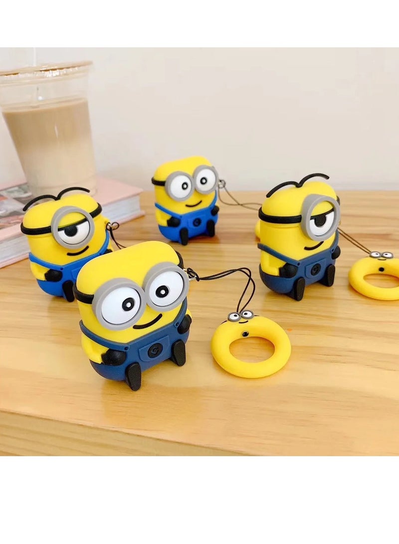 Cute Cartoon Design Case Cover for Apple AirPods Pro2/ 2nd Generation - Shockproof TPU with Keychain - AirPods Pro 2 Cover for Men and Women (Minion) - Image 2