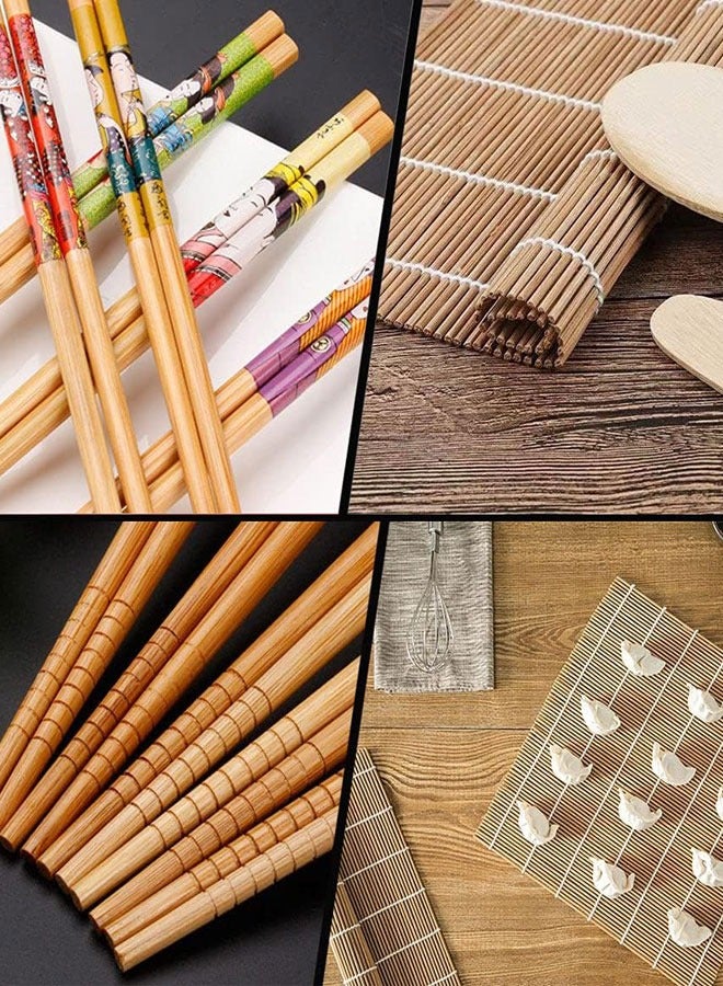 HAWAWA Sushi Making Kit Set, 10 PCS Beginner Sushi Kit Including 2 Sushi Roller, 5 Pairs of Chopsticks,1 Paddle,1 Spreader, 1 Sause Dish Set for Sushi Lovers  - Image 4