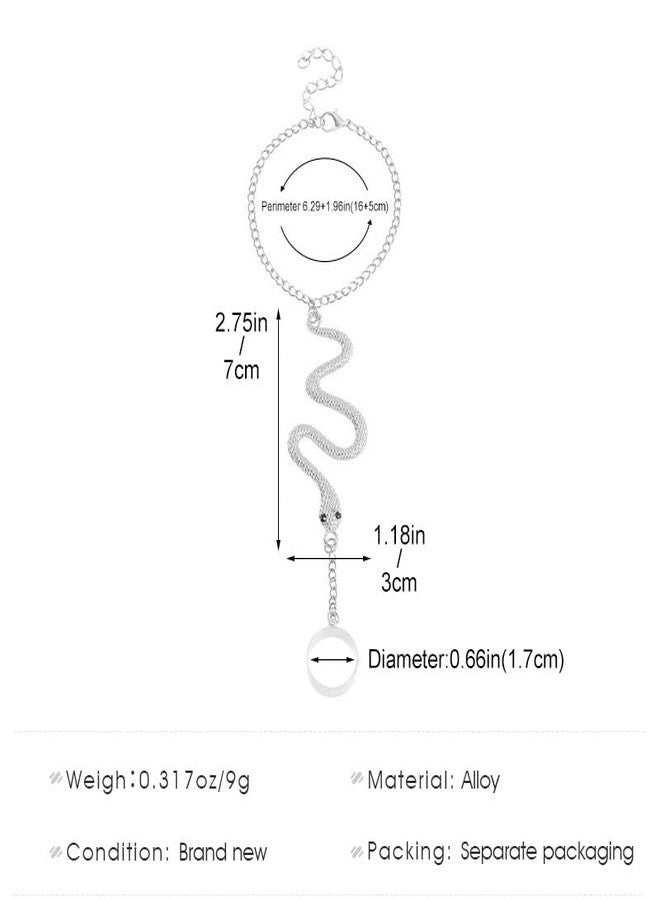 INENIMARTJ Snake Chain Ring Bracelet Snake Hand Chain Bracelet for Women Serpent Chains Hand Harness Jewelry Slave Chain Hands Harness Bracelets for Women Snakes Jewelry (silver snake) - Image 5