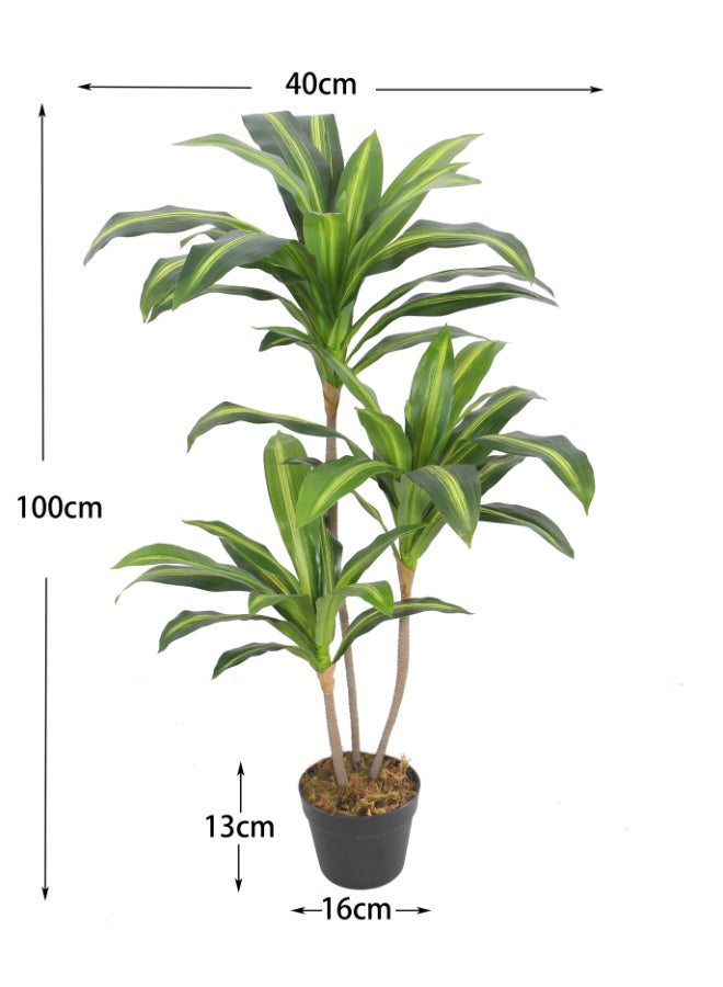 ايست من نون شجرة دراسينا صناعية بارتفاع 100 سم (3.2 قدم) مع وعاء | نبات أرضي بتصميم وملمس واقعي - أخضر | شجرة بت texture طبيعي زخرفي للمنزل، غرفة المعيشة، غرفة الدراسة ومكاتب العمل - Image 5