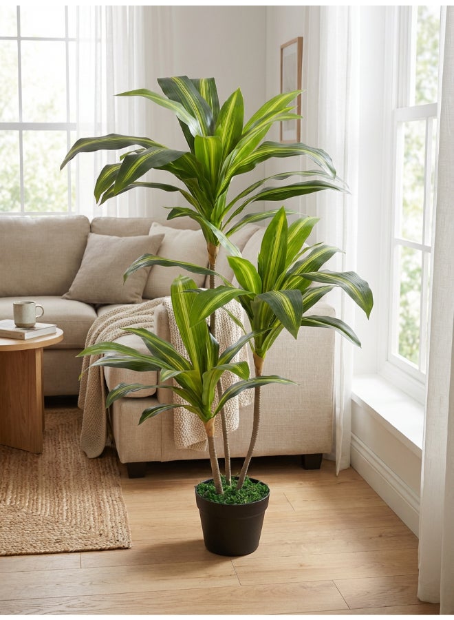ايست من نون شجرة دراسينا صناعية بارتفاع 100 سم (3.2 قدم) مع وعاء | نبات أرضي بتصميم وملمس واقعي - أخضر | شجرة بت texture طبيعي زخرفي للمنزل، غرفة المعيشة، غرفة الدراسة ومكاتب العمل - Image 1