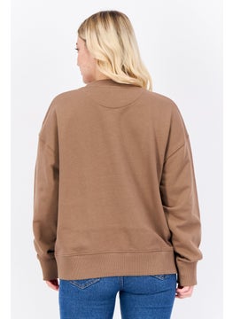 GANT Women Ribbed Neck Embroidered Logo Long Sleeves Sweatshirt, Brown  - Image 4