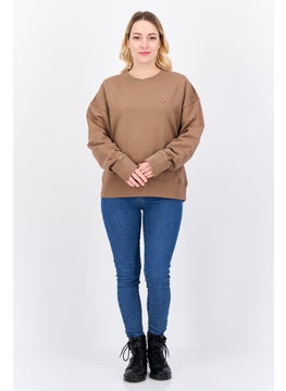 GANT Women Ribbed Neck Embroidered Logo Long Sleeves Sweatshirt, Brown  - Image 2