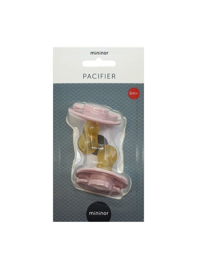 Mininor Pack Of 2 Baby Round Pacifier Latex, 6 Months +, Rose - Image 3