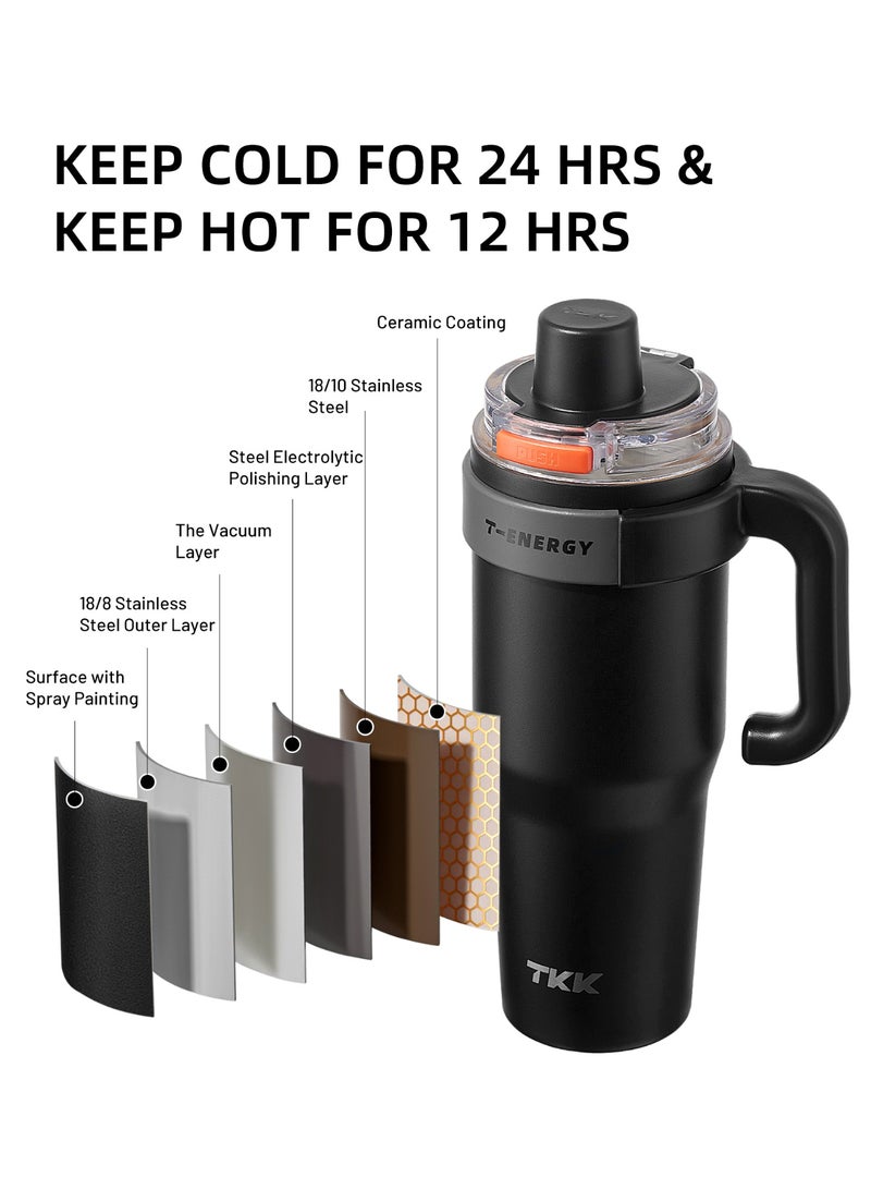 TKK 1200ml 316 Stainless Steel Water Bottle with Ceramic Coating | Black - Image 1