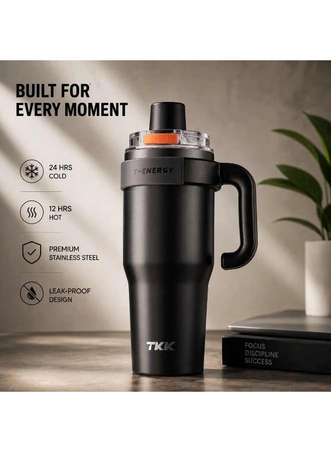 TKK 1200ml 316 Stainless Steel Water Bottle with Ceramic Coating | Black - Image 1