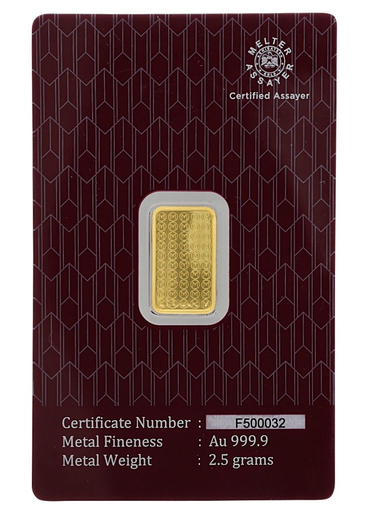 Malabar Gold and Diamonds 24K (999.9 Fineness) 2.5 Gram Pure Gold Bar - Image 2