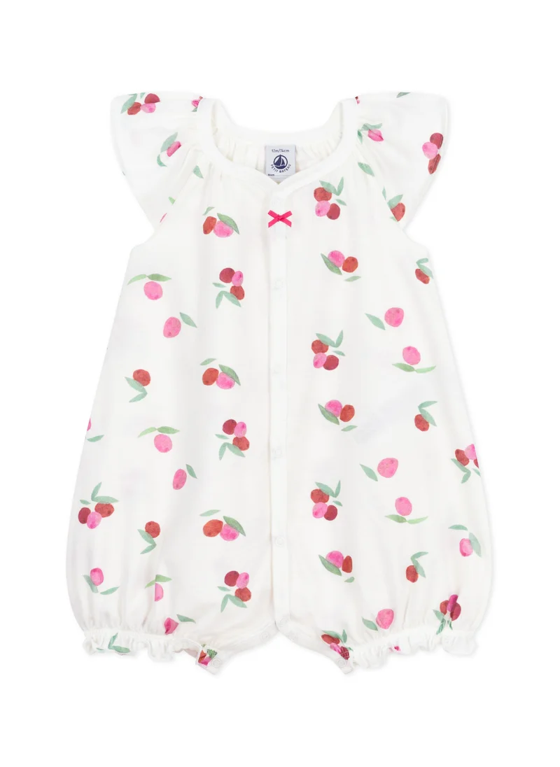 Petit Bateau Baby short romper in cotton with fruit print