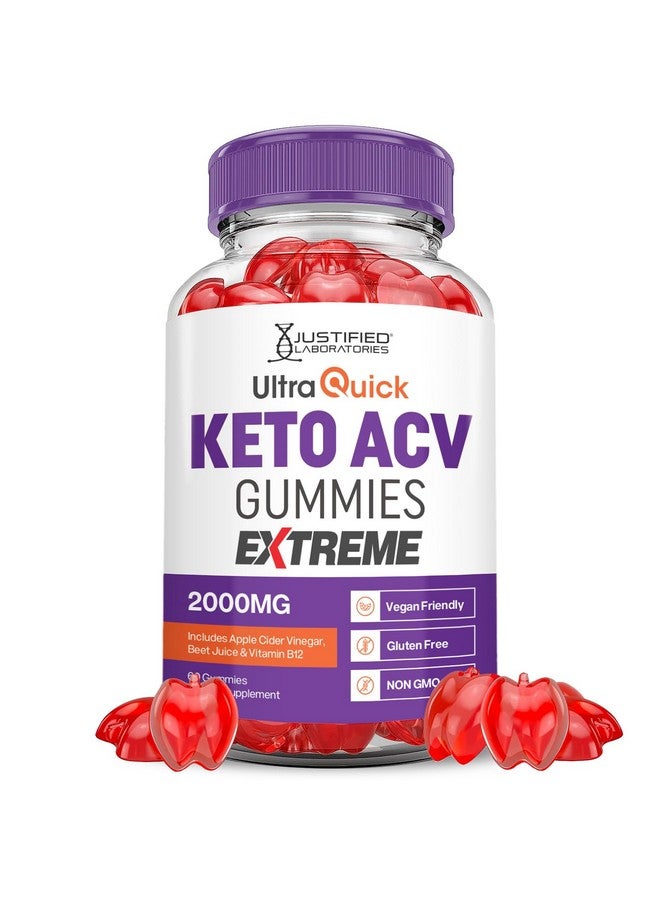 Justified Laboratories Ultra Quick Keto ACV Gummies Extreme 2000MG Ultraquick Keto Gummies Apple Cider Vinegar Formulated with Pomegranate Beet Juice Powder B12 Vegan Non GMO 60 Gummys  - Image 1