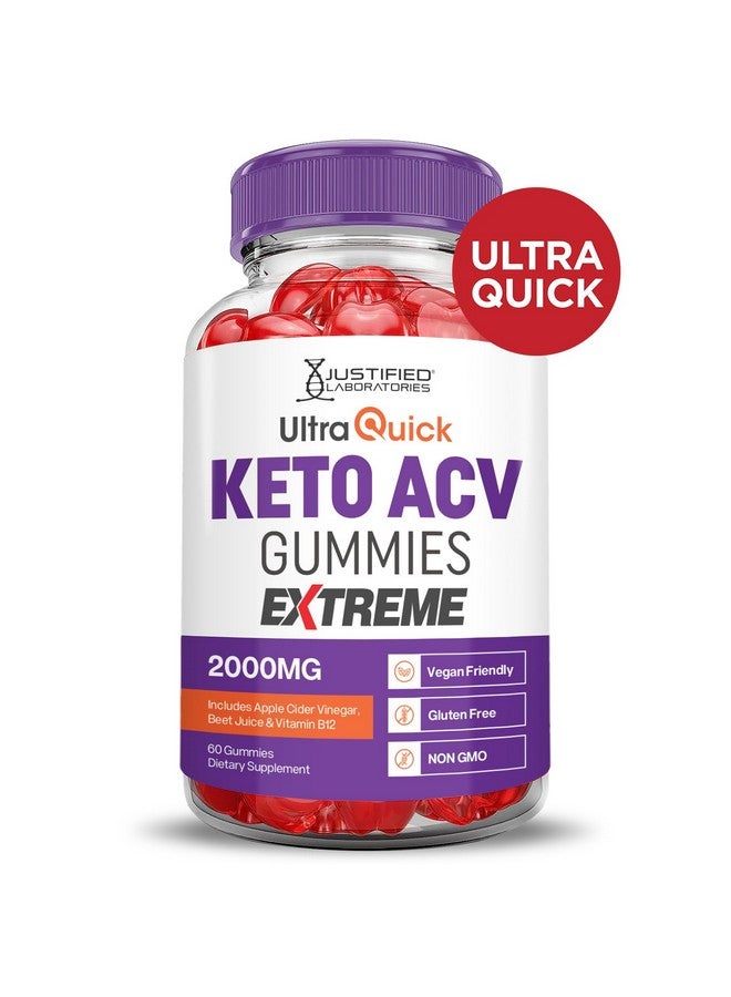 Justified Laboratories Ultra Quick Keto ACV Gummies Extreme 2000MG Ultraquick Keto Gummies Apple Cider Vinegar Formulated with Pomegranate Beet Juice Powder B12 Vegan Non GMO 60 Gummys  - Image 3