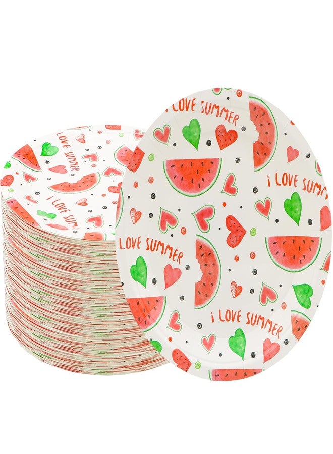 HSPAIDYP 50pcs Party Supplies - Watermelon Paper Plates, 7" Sweet Fruit Plates for Summer Fruit, Watermelon Themed Baby Shower & Birthday Party Decor (small) - Image 1