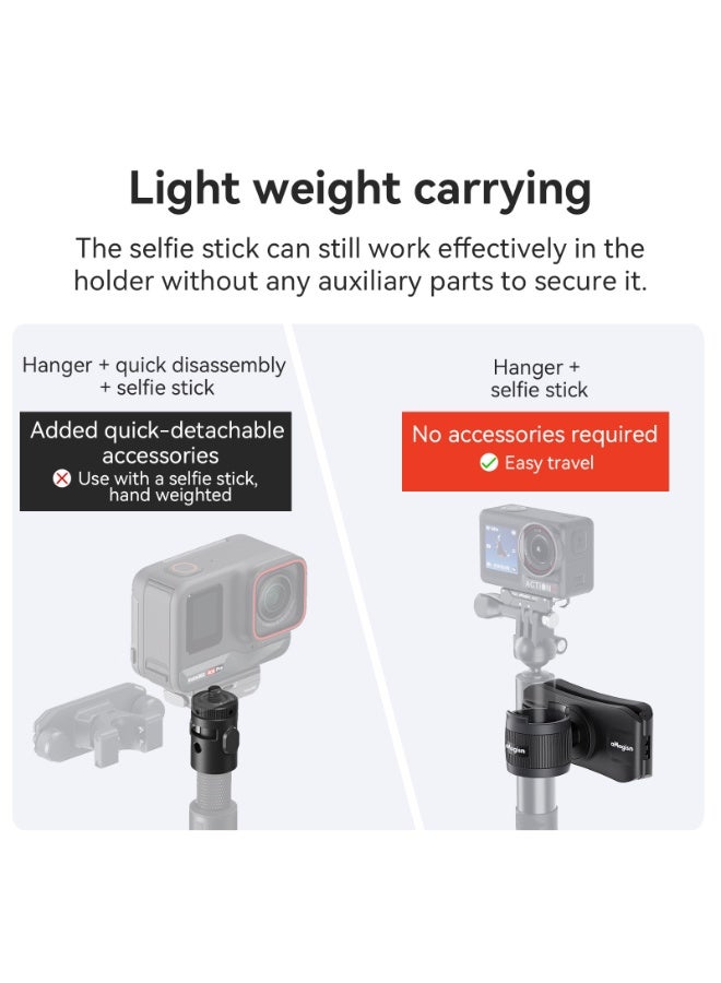 aMagisn مشبك تثبيت سريع لحقيبة الظهر مناسب لـ Insta360/DJI/GoPro – حامل عصا سيلفي قابل للدوران 360°، تصميم قفل بيد واحدة، سيليكون مضاد للخدش، يناسب حزام الكتف والخصر - Image 5