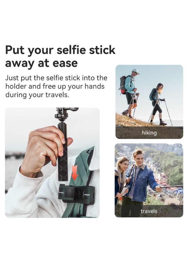 aMagisn مشبك تثبيت سريع لحقيبة الظهر مناسب لـ Insta360/DJI/GoPro – حامل عصا سيلفي قابل للدوران 360°، تصميم قفل بيد واحدة، سيليكون مضاد للخدش، يناسب حزام الكتف والخصر - Image 4