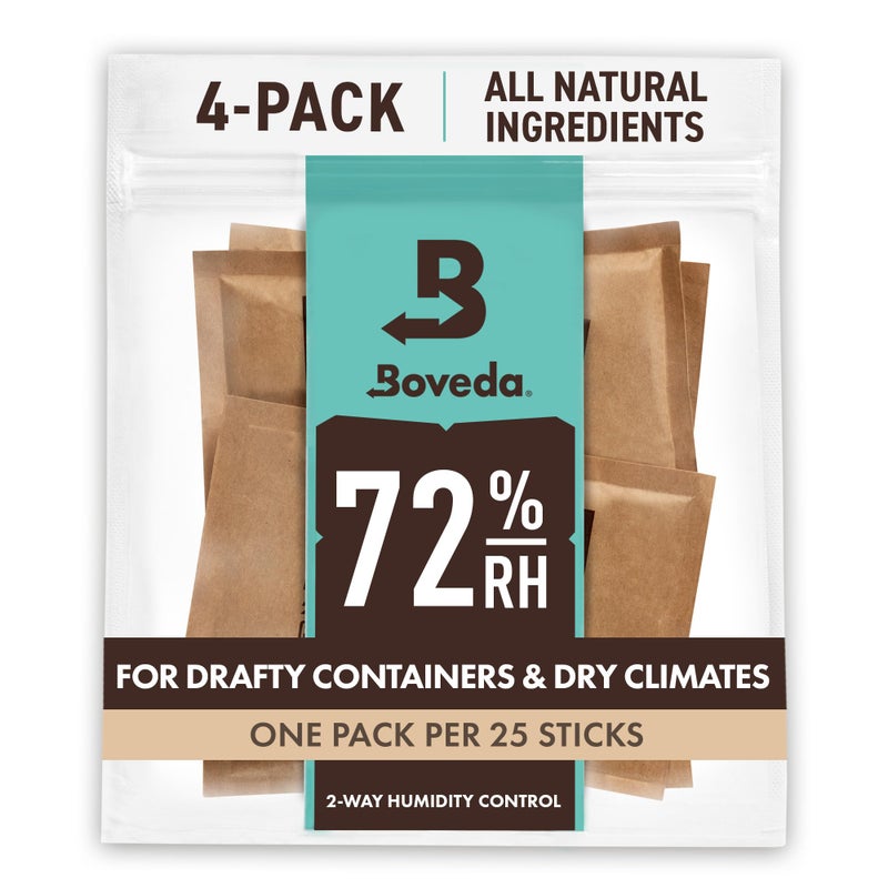 Boveda 72% Two-Way Humidity Control Packs For Wood Humidifier Boxes â€“ Size 60 â€“ 4 Pack â€“ Moisture Absorbers â€“ Humidifier Packs â€“ Hydration Packets in Resealable Bag - Image 1