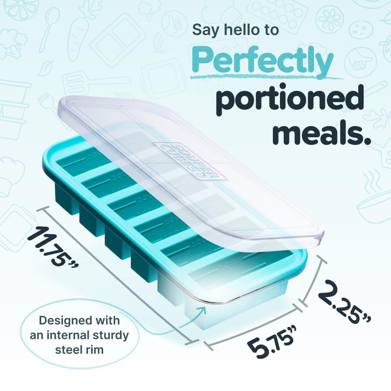 Souper Cubes 1/2 Cup Silicone Freezer Mold, Perfect for Storing Soups, Sauces, Juices, Desserts, Smoothie Prep and More, Freezer Portion Mold for Meal Prepping - Aqua - 1-Pack - Image 2