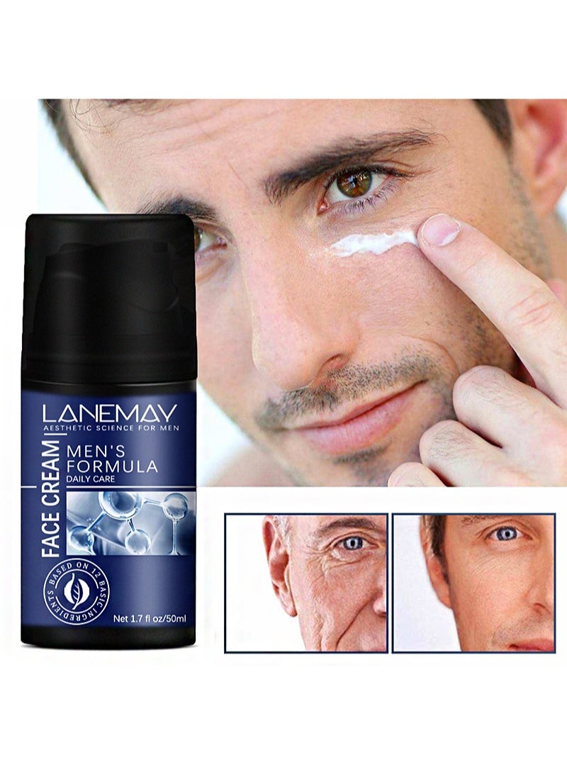 Men's Face Cream, Men's Anti-Aging and Wrinkle Cream with Collagen, Hyaluronic Acid, Vitamin E, Men's Dark Spot Remover and Eye Bag Treatment (50ml)