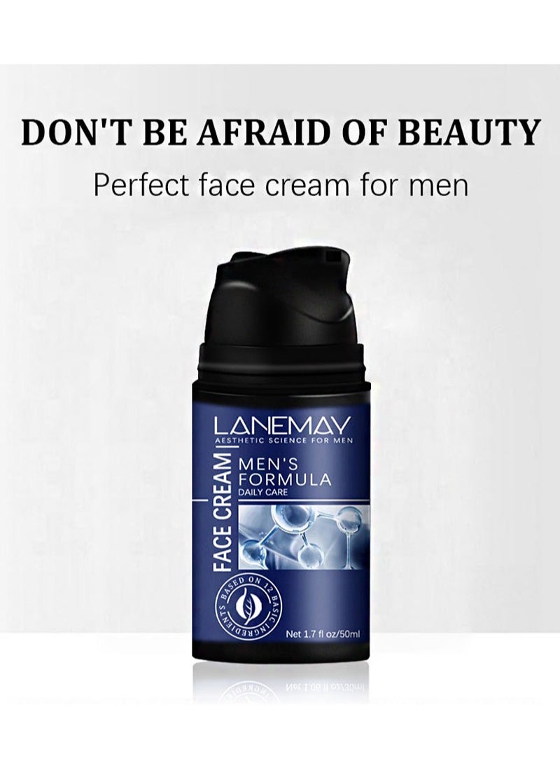 Men's Face Cream, Men's Anti-Aging and Wrinkle Cream with Collagen, Hyaluronic Acid, Vitamin E, Men's Dark Spot Remover and Eye Bag Treatment (50ml)
