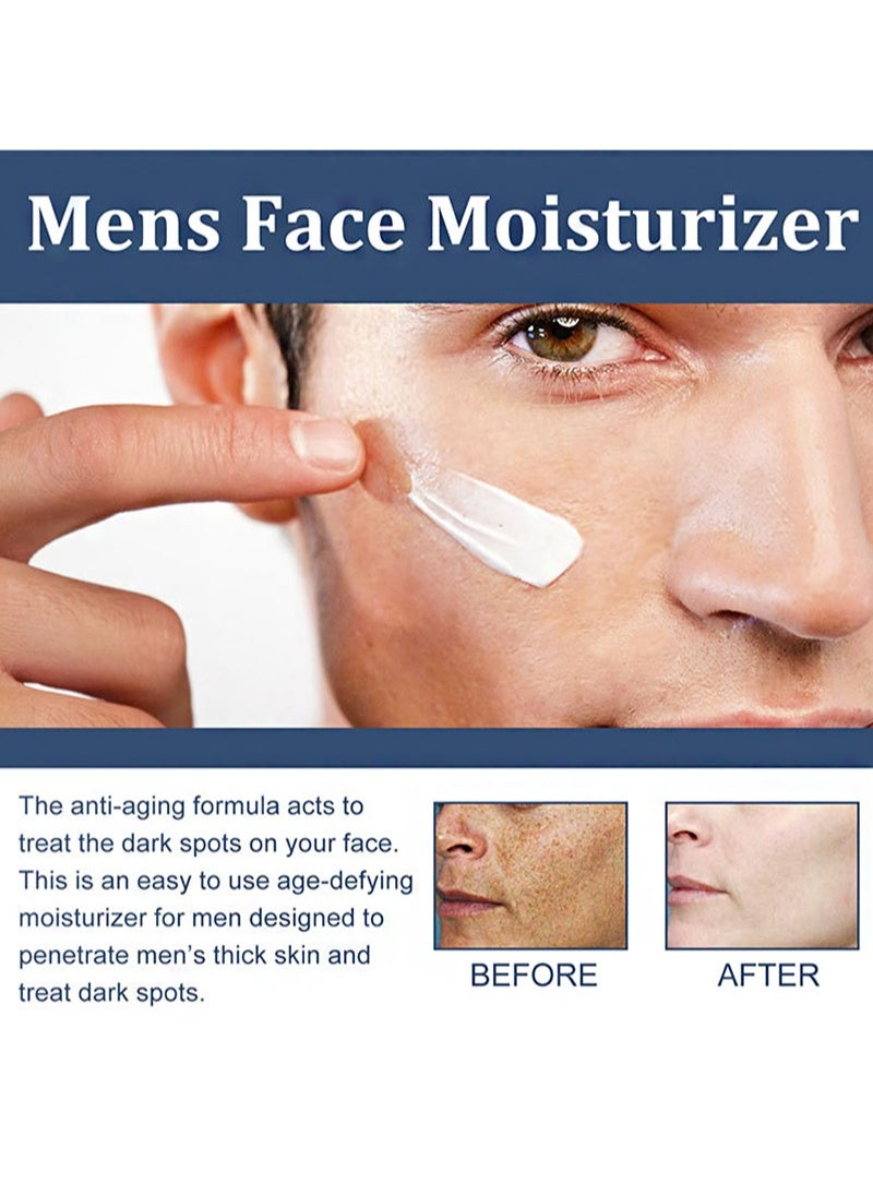 Men's Face Cream, Men's Anti-Aging and Wrinkle Cream with Collagen, Hyaluronic Acid, Vitamin E, Men's Dark Spot Remover and Eye Bag Treatment (50ml)