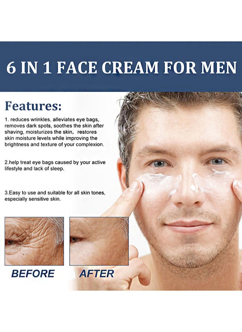 Men's Face Cream, Men's Anti-Aging and Wrinkle Cream with Collagen, Hyaluronic Acid, Vitamin E, Men's Dark Spot Remover and Eye Bag Treatment (50ml)