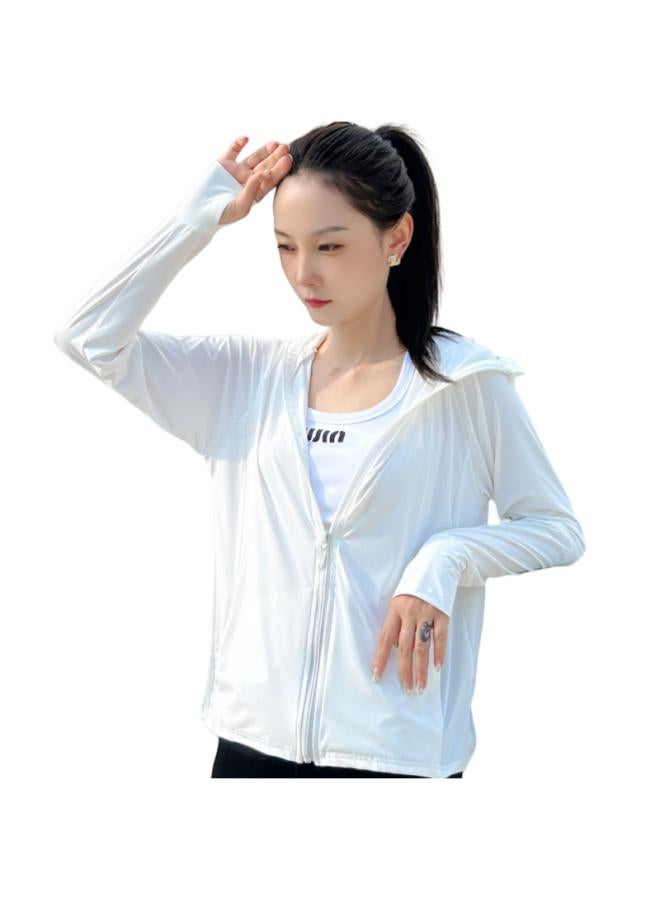 رحلة جوية 180 كجم ملابس واقية من الشمس UPF50 للنساء - قماش نايلون حريري بارد مع قلنسوة - ملابس صيفية واقية من الأشعة فوق البنفسجية مقاس كبير - ملابس خفيفة واقية من الشمس للنساء - Image 5