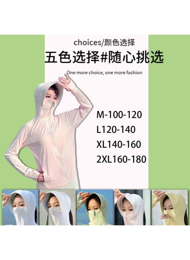 رحلة جوية 180 كجم ملابس واقية من الشمس UPF50 للنساء - قماش نايلون حريري بارد مع قلنسوة - ملابس صيفية واقية من الأشعة فوق البنفسجية مقاس كبير - ملابس خفيفة واقية من الشمس للنساء - Image 4
