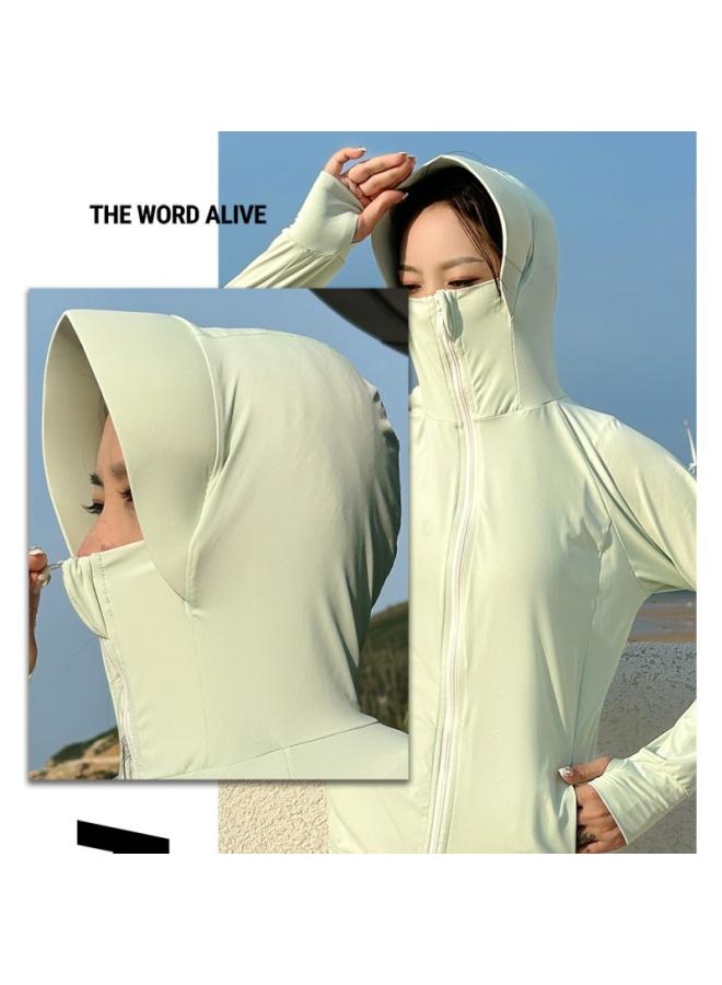 رحلة جوية 180 كجم ملابس واقية من الشمس UPF50 للنساء - قماش نايلون حريري بارد مع قلنسوة - ملابس صيفية واقية من الأشعة فوق البنفسجية مقاس كبير - ملابس خفيفة واقية من الشمس للنساء - Image 3