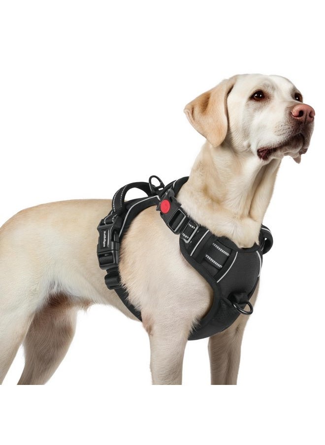 Rabbitgoo - rabbitgoo Dog Harness for Large, No Pull Pet Harness with 3 Buckles, Adjustable Soft Padded Dog Vest with Instant Control Handle, Easy Walking Reflective Pet Vest for Large Dogs, Black, L - Image 1
