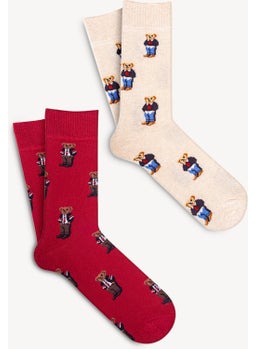 Mono Socks 4-Piece Teddy Bear Patterned Socks  - Image 2